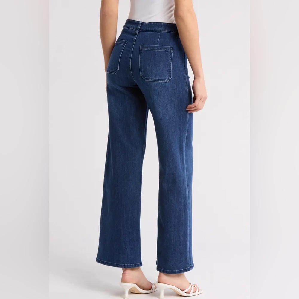 Jason Wu Wide Leg Patch Pocket Jeans  Medium Wash Boho  Size 6 NWT - Picture 2 of 7